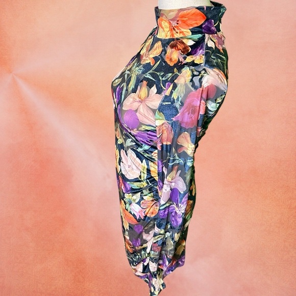 NWT Kourt Mockneck Floral Velvet Burnout Bodycon Dress Size Medium - Picture 6 of 16